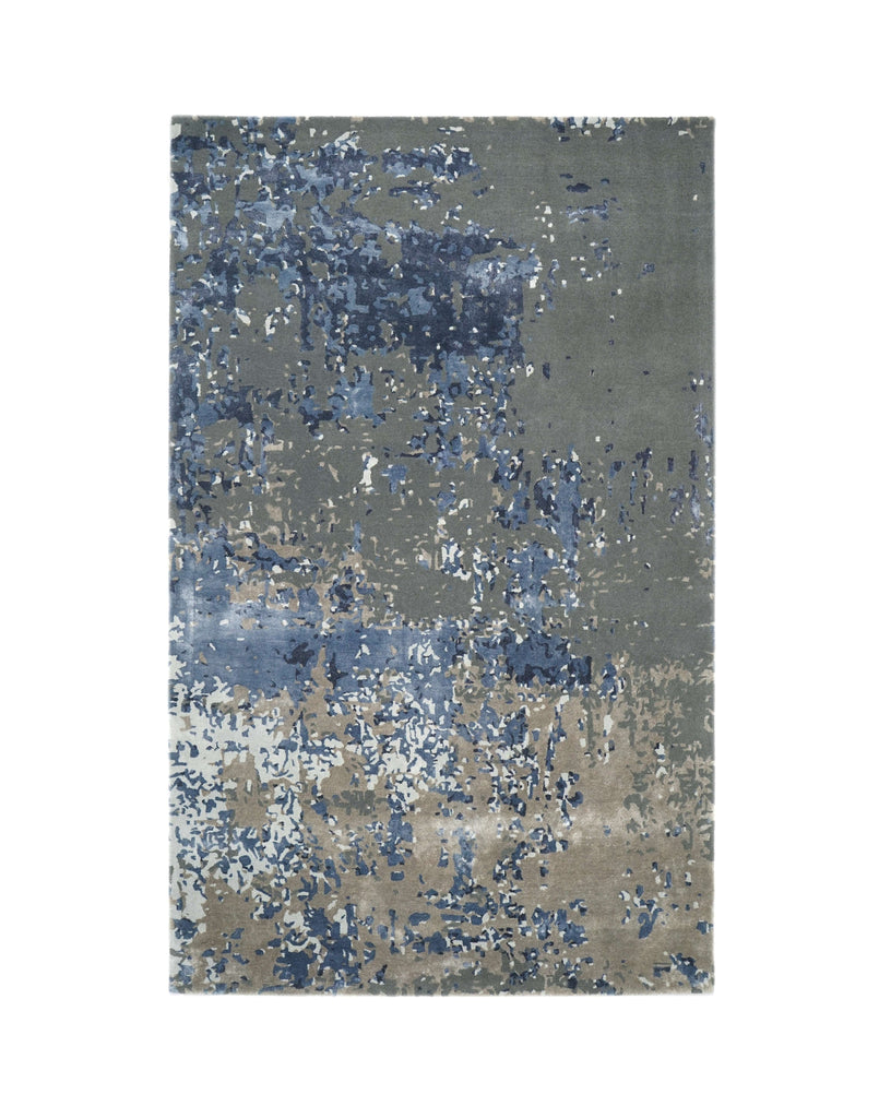 A U R A luxury handmade rug by Cherom in blue and beige, crafted from New Zealand wool.