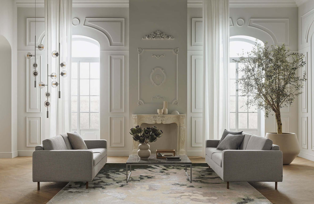 F O R E S T luxury handmade rug by Cherom, New Zealand wool in green, grey, beige tones.