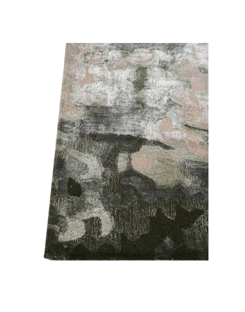 F O R E S T luxury handmade rug by Cherom in green, beige, grey, New Zealand wool, modern design.