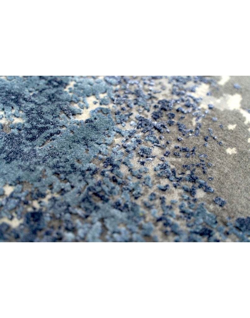 O Z A N  - B L U E luxury handmade rug by Cherom, modern design in New Zealand wool.