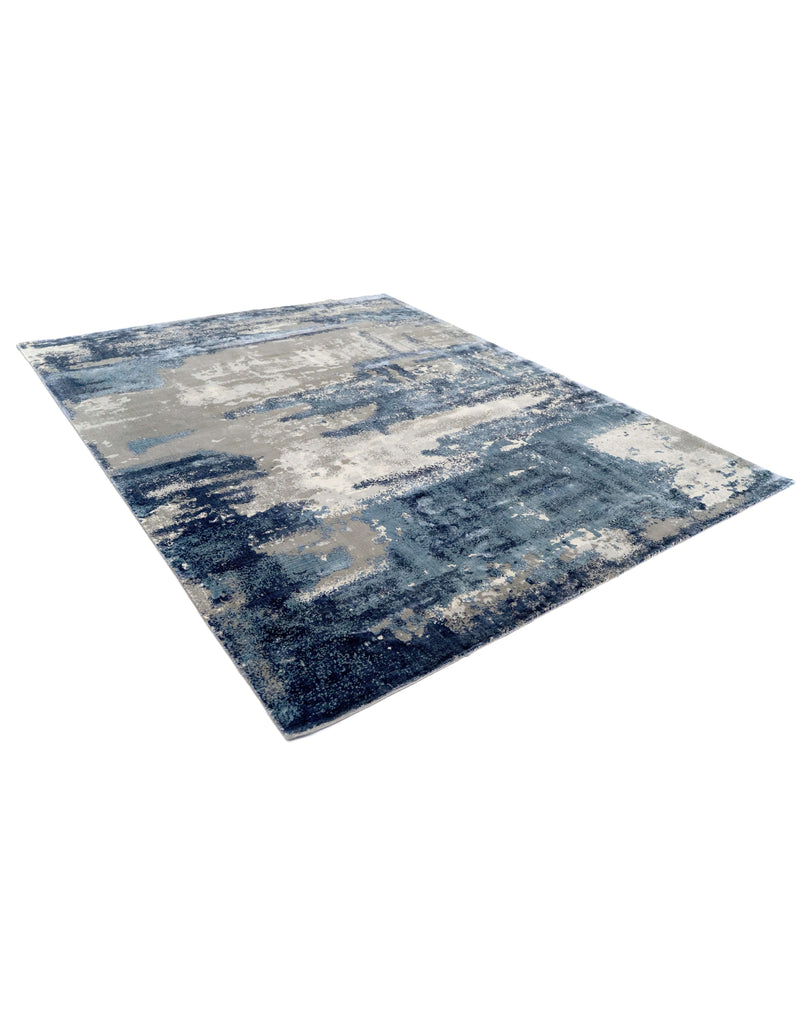 O Z A N  - B L U E luxury handmade rug by Cherom, made from New Zealand wool, modern contemporary design.