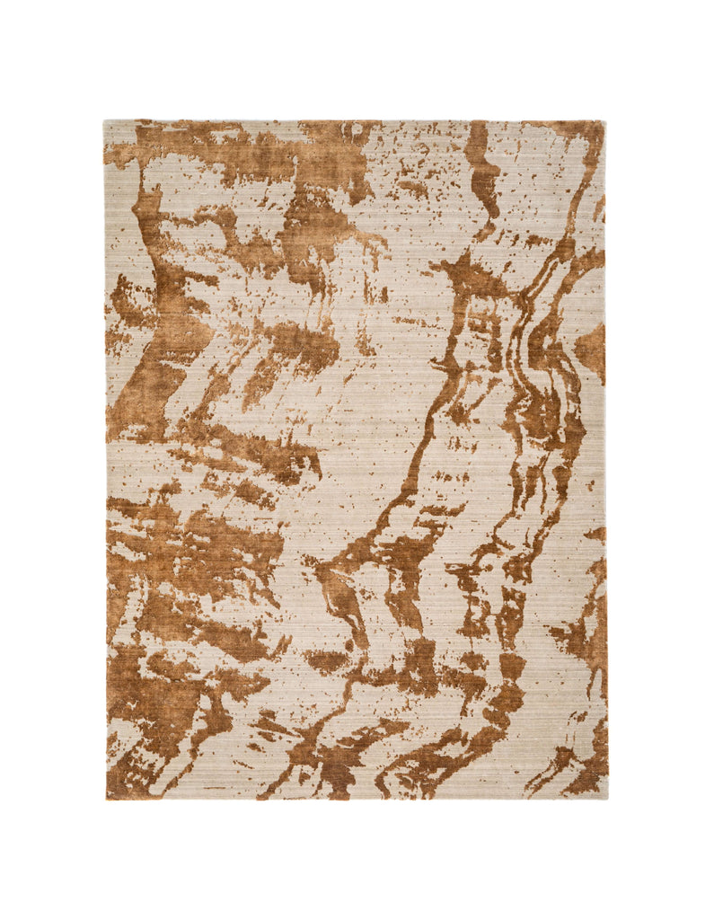 R I A L T O luxury handmade rug by Cherom in wool and viscose, modern design with earthy tones.