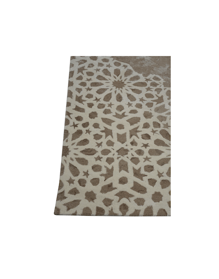 A R A B E S Q U E luxury modern rug by Cherom, featuring intricate latticework and earthy beige tones.