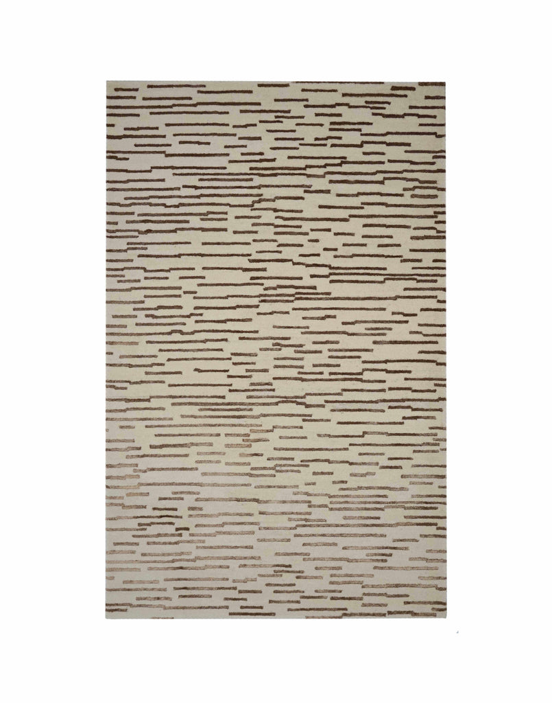 D A S H luxury modern rug by Cherom - a stylish contemporary rug featuring horizontal lines in beige and brown.