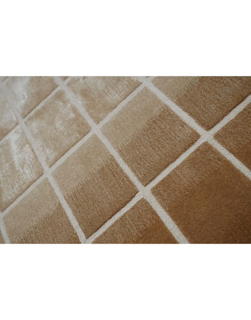 F A D E luxury modern rug by Cherom, showcasing a soft ombré effect in beige and brown, perfect for contemporary spaces.