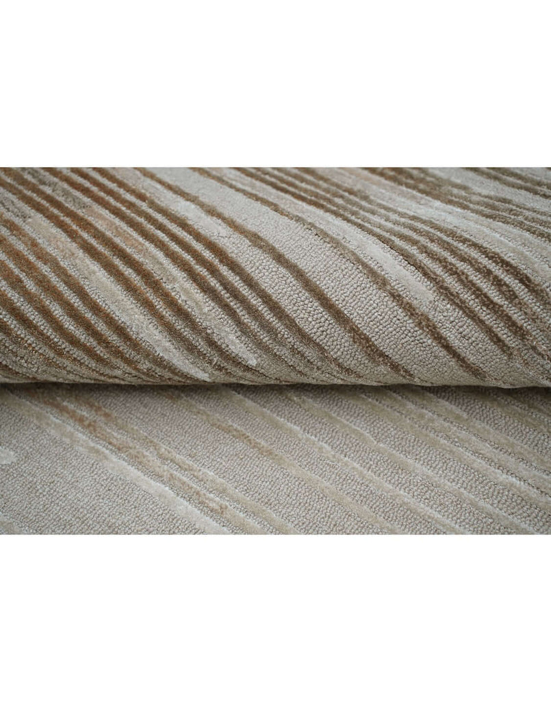H O R I Z O N luxury modern rug by Cherom - a contemporary design featuring soft beige and earthy brown hues.