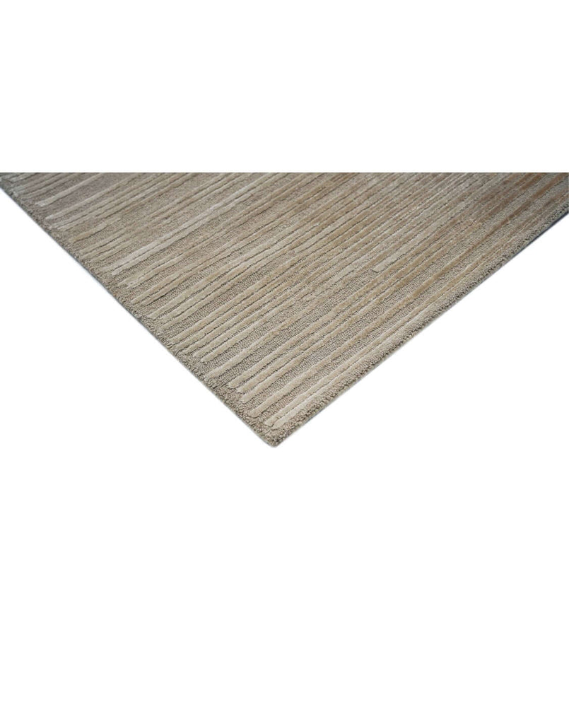 H O R I Z O N luxury modern rug by Cherom, featuring delicate linear pattern and gradient from beige to earthy brown.