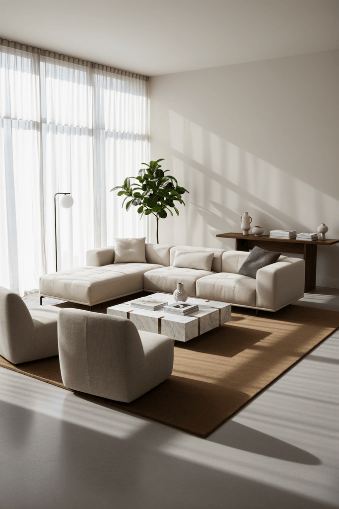 I C O N - C A R A M E L luxury handmade rug by Cherom in modern living room decor.