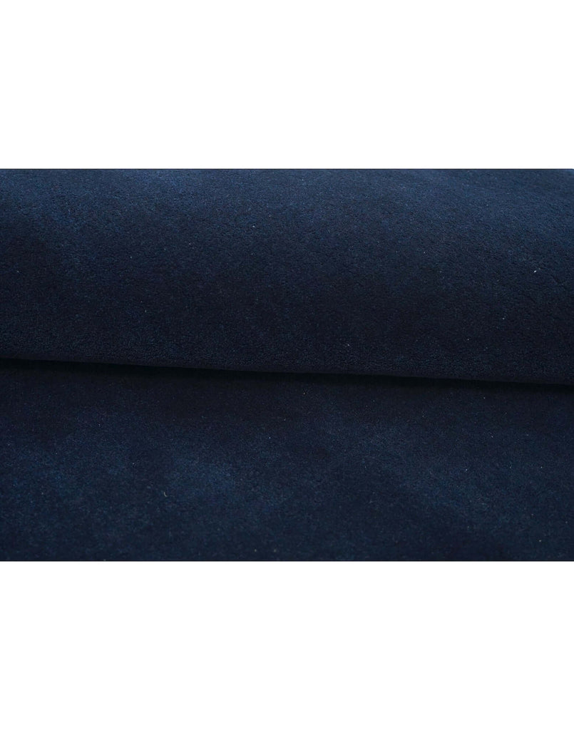 I C O N - N A V Y luxury handmade rug by Cherom, dark navy New Zealand wool, modern design.