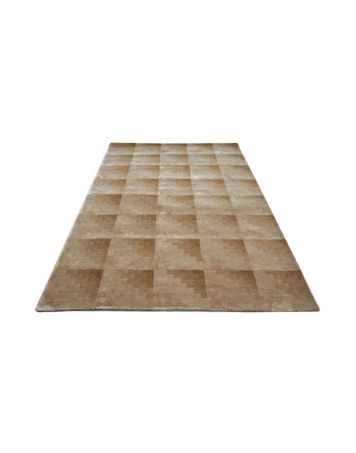 T E R R A luxury modern rug by Cherom - a contemporary rug with stepped pattern in earthy beige tones.